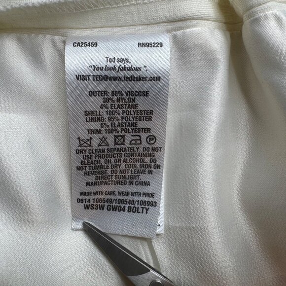 Ted Baker London Bolty Draped White‎ Sleeveless Asymmetrical Sheath Dress Size 0 - Picture 8 of 13